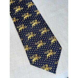 Pura Seta Italy Men’s Dress Tie Size 59” Blue Gold Sphinx Silk Business Formal